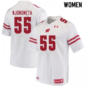 Women's Wisconsin Badgers NCAA #55 Maema Njongmeta White Authentic Under Armour Stitched College Football Jersey WM31J16VA